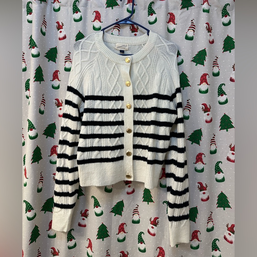 Universal Thread Black and White Striped Cardigan